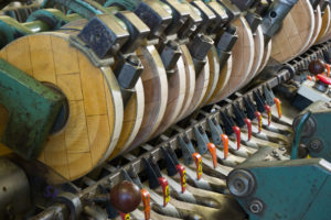 Flax fibers processing - machinery close-up